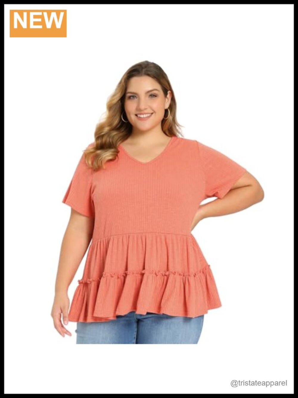 Women's Plus Size Babydoll Top V Neck Short Sleeve Casual Loose Fit Summer